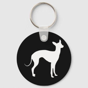 Porte-clés Italian Greyhound White on Black