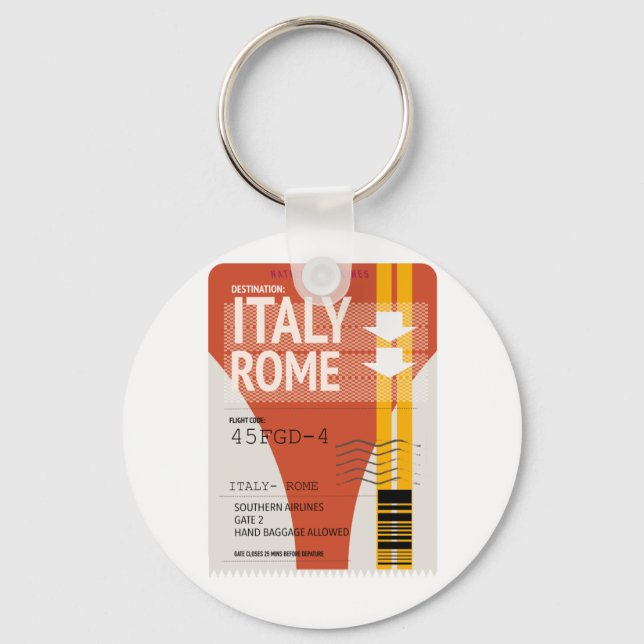 Porte-clés Italie billet de vacances à Rome (Recto)