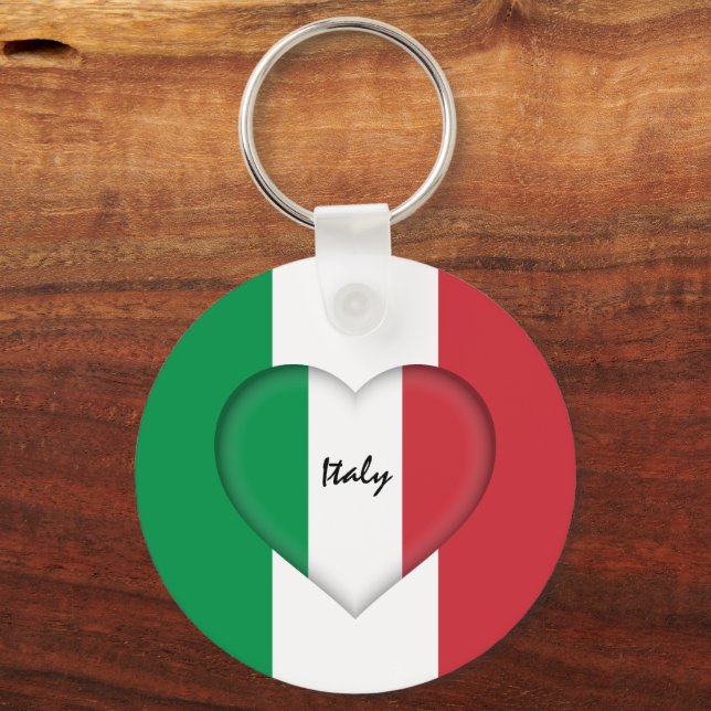 Porte-clés Italie & Coeur, Drapeau italien mode / sports (Recto)