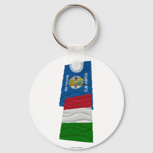 Porte-clés Italie et Calabre agitant des drapeaux