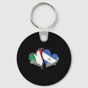 Porte-clés Italie Nicaragua Drapeau Coeur moitié Italien moit
