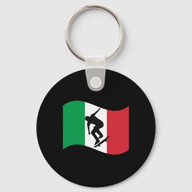 Porte-clés Italie Planche à roulettes Graphisme Drapeau natio (Recto)