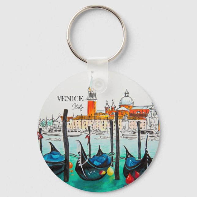 Porte-clés Italie Voyage - VENICE aquarelle souvenir (Recto)