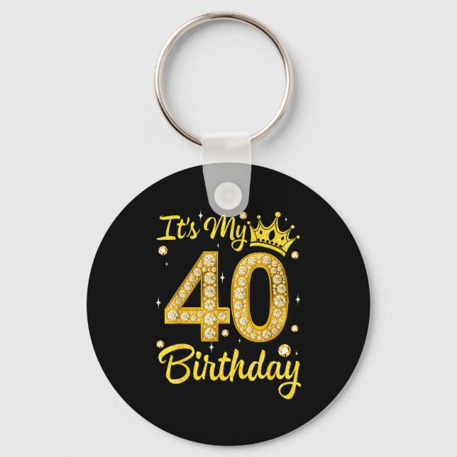 Porte-clés It's My 40th Birthday Women Queen Diamond Crown  (Recto)