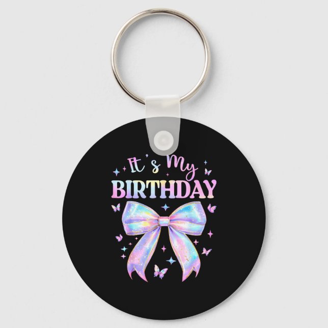 Porte-clés It's My Birthday Tie Dye Coquette Bow Butterfly Bi (Recto)