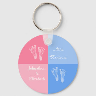 Porte-clés Its Twin Boy and Girl Cute Pink Baby Footprints