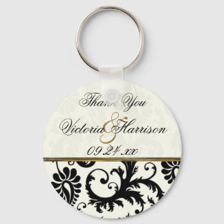 Porte-clés Ivory et Black Mariage damassé Favoriser le Porte 