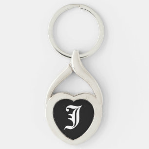 Porte-clés "J" Black Heart Keychain