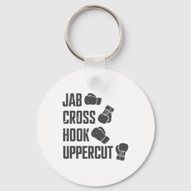 Porte-clés Jab Cross Hook Uppercut Drôle de Coach de Boxe Ent (Recto)