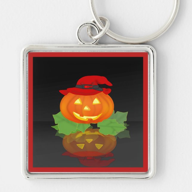 Porte-clés Jack-o'-lantern et sa réflexion - (Devant)