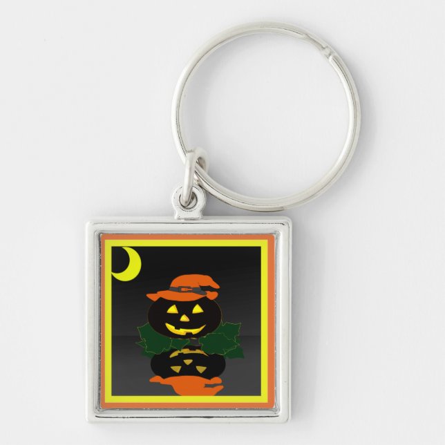 Porte-clés Jack-o'-lantern et sa réflexion - (Devant)