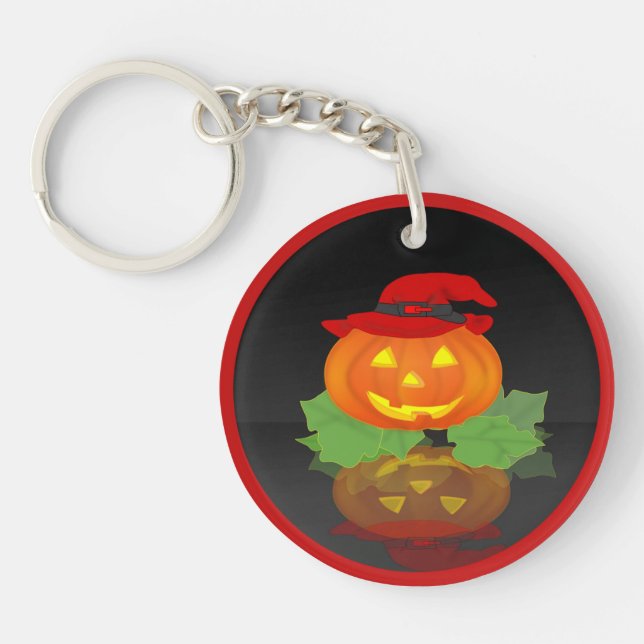 Porte-clés Jack-o'-lantern et sa réflexion - (Devant)