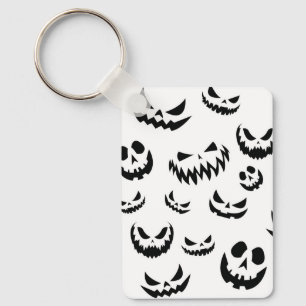 Porte-clés Jack-o'-lantern face Citrouille noir et blanc
