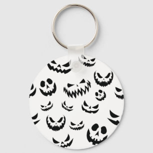 Porte-clés Jack-o'-lantern face Citrouille noir et blanc