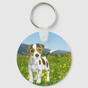 Porte-clés Jack Russell puppy in a Flower Meadow 