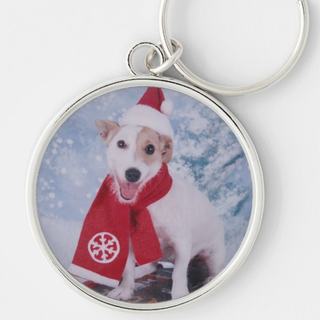Porte-clés Jack Russell Terrier - aide de père Noël (Devant)