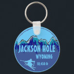 Porte-clés Jackson Hole porte - clé d'art du ski bleu du Wyom<br><div class="desc">Jackson Hole porte - clé d'art du ski bleu du Wyoming</div>