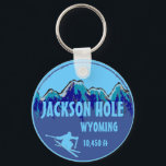 Porte-clés Jackson Hole porte - clé d'art du ski bleu du Wyom<br><div class="desc">Jackson Hole porte - clé d'art du ski bleu du Wyoming</div>