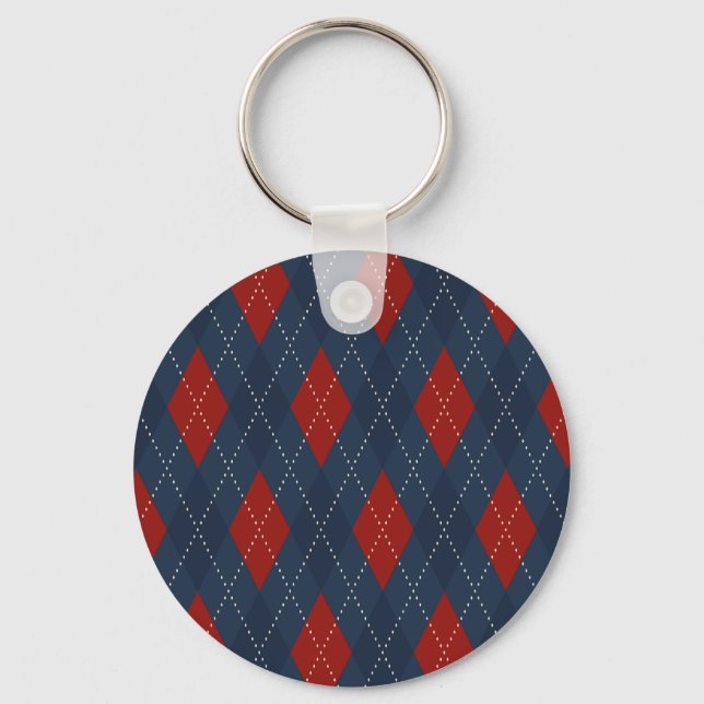 Porte-clés Jacquard Royal Bleu Motif de Noël (Recto)