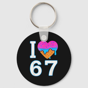 Porte-clés J'adore 67 Mème Cœur 6 7 Marchandises Six Sept Gla