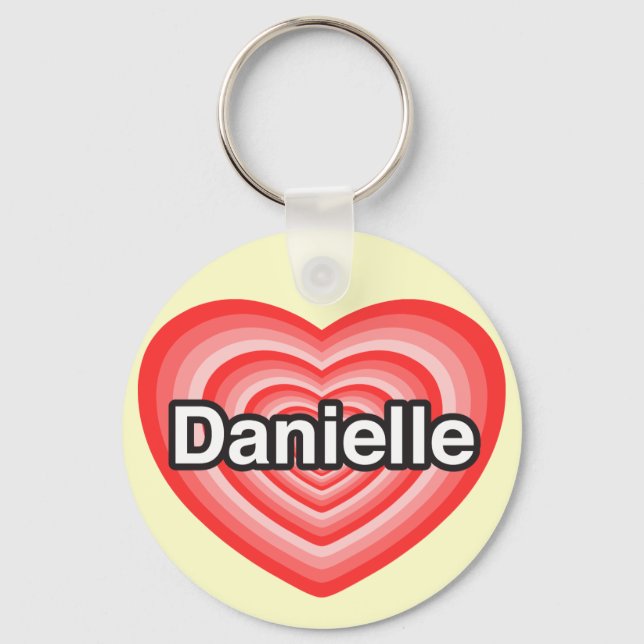 Porte-clés J'adore Danielle. Je t'aime Danielle. Cœur (Recto)