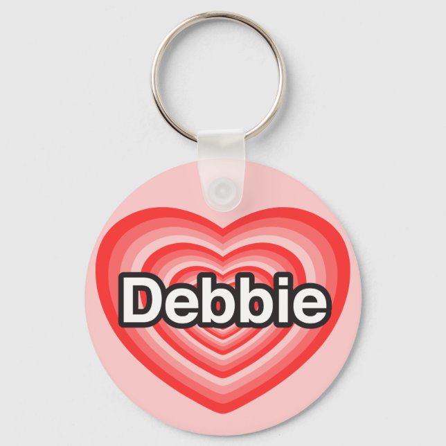 Porte-clés J'adore Debbie. Je t'aime Debbie. Cœur (Recto)
