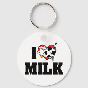 Porte-clés J'adore le lait de cœur - Amoureux du jus de vache