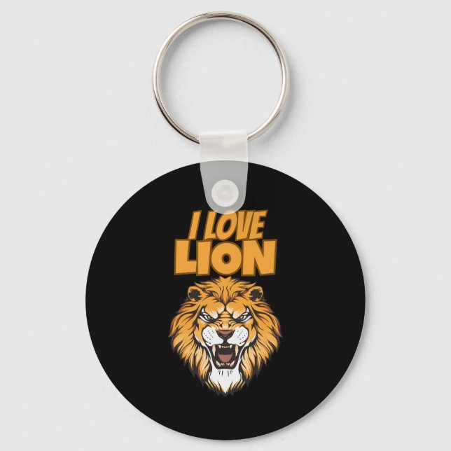 Porte-clés J'adore le Lion – Conception pour amateur d'animau (Recto)