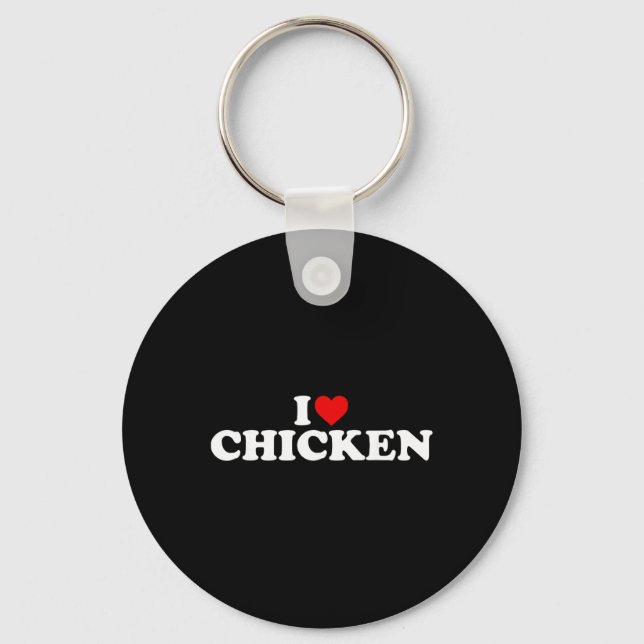 Porte-clés J'adore le poulet - Cœur  (Recto)