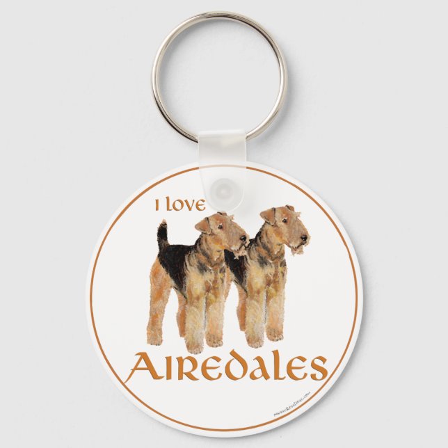 Porte-clés J'adore les Airedales (Recto)