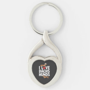 Porte-clés J'adore les dachshunds Graphique amusant pour les