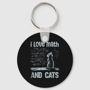 Porte-clés J'adore les maths et les chats Drôle amateur de ch