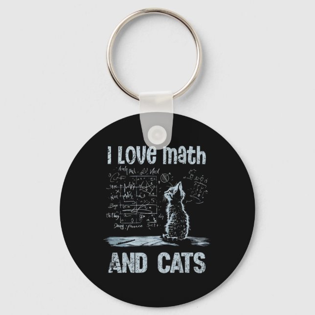 Porte-clés J'adore les maths et les chats Drôle amateur de ch (Recto)
