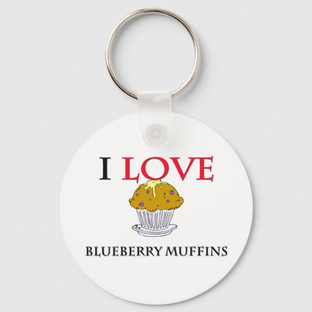 Porte-clés J'adore les muffins aux bleuets (Recto)