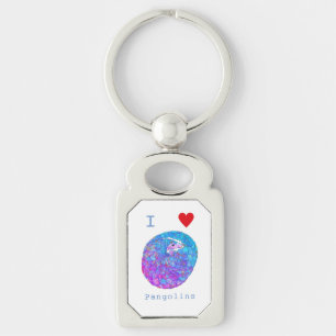 Porte-clés J'adore les pangolins slogan mignon 
