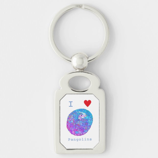 Porte-clés J'adore les pangolins slogan mignon  (Devant)