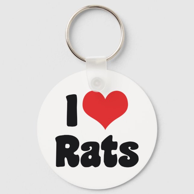Porte-clés J'adore les rats à coeur (Recto)