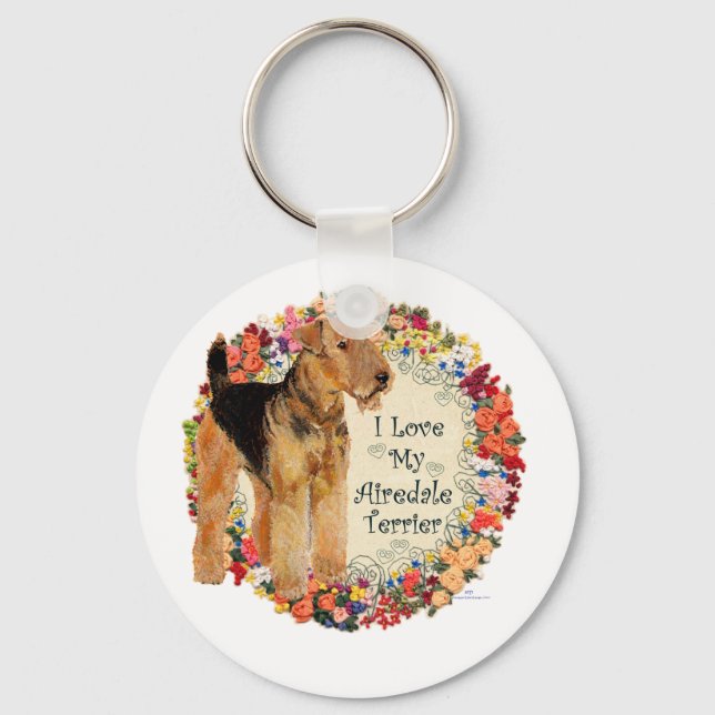 Porte-clés J'adore mon Airedale (Recto)