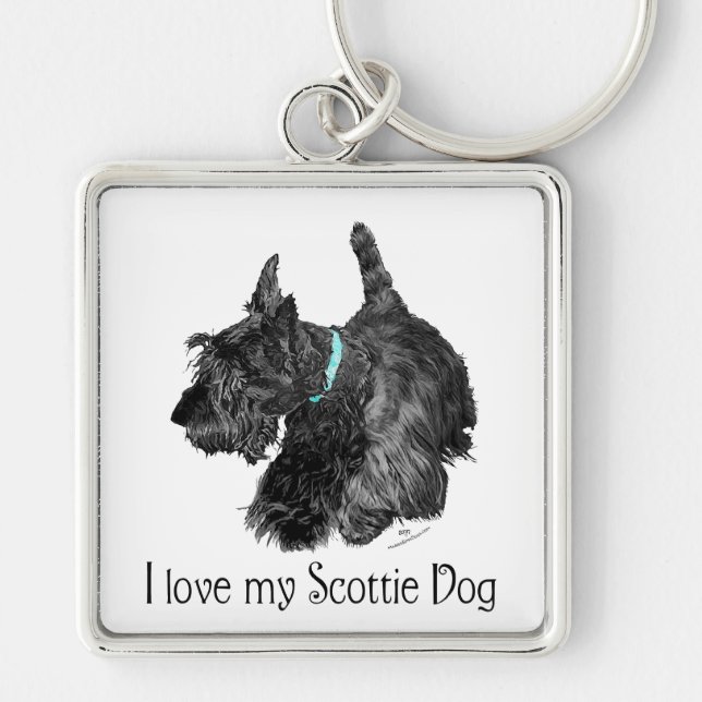 Porte-clés J'adore mon chien Scottie (Devant)