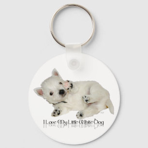 Porte-clés J'adore mon petit chien blanc - chiot Westie