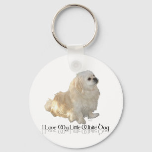 Porte-clés J'adore mon petit chien blanc - Épagneul chinois !