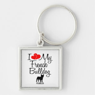 Porte-clés J'adore mon Porte - clé français Bulldog Custom