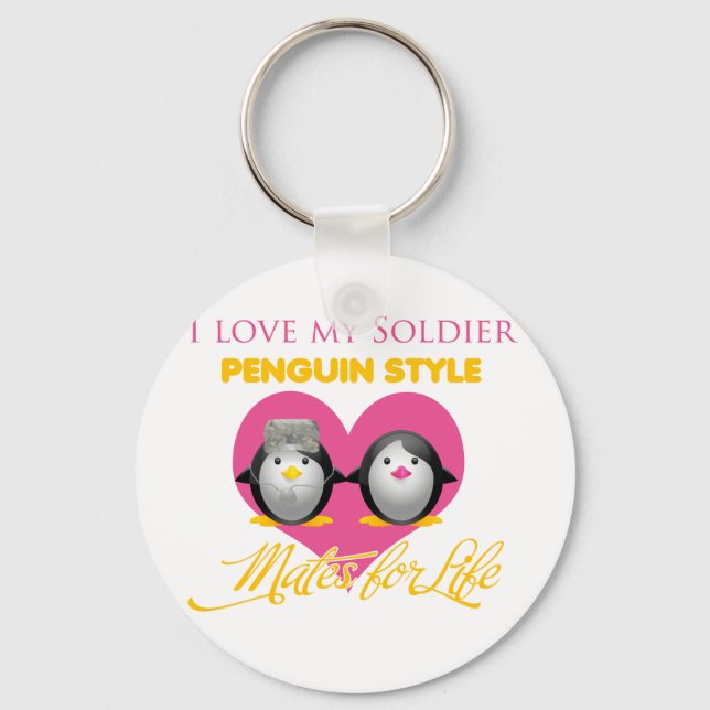Porte-clés J'adore mon style de pingouin soldat (Recto)