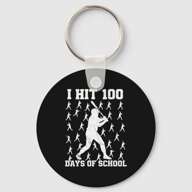 Porte-clés J'ai atteint 100 jours d'école garçon de baseball  (Recto)