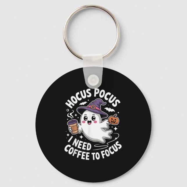 Porte-clés J'Ai Besoin De Café Pour Concentrer Halloween (Recto)