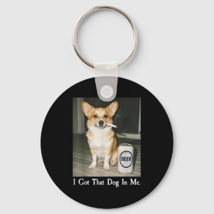 Porte-clés J'ai Ce Chien En Moi Mème Drôle Corgi Buvant Bière