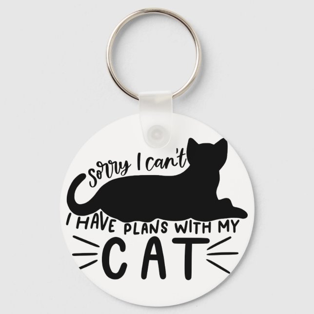 Porte-clés J'ai des plans avec mon chat (Recto)