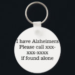 Porte-clés J'ai la maladie d'Alzheimer, carte d'identité du c<br><div class="desc">J'ai la maladie d'Alzheimer,  carte d'identité du contrat d'urgence médicale</div>