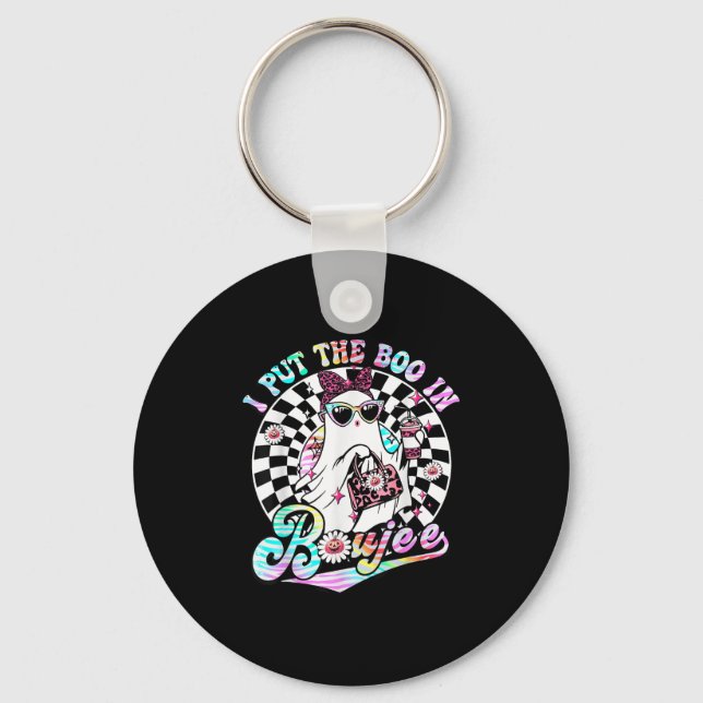 Porte-clés J'Ai Mis Le Boo À Boujee Ghost Retro Zebra Leopard (Recto)