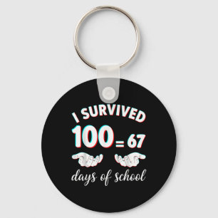 Porte-clés J'ai survécu 100 jours d'école drôle 67 mème math 